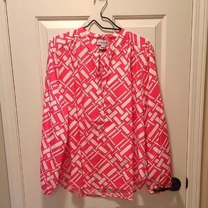 Boutique Buckhead Betties Mod Pink Geometric Blouse L